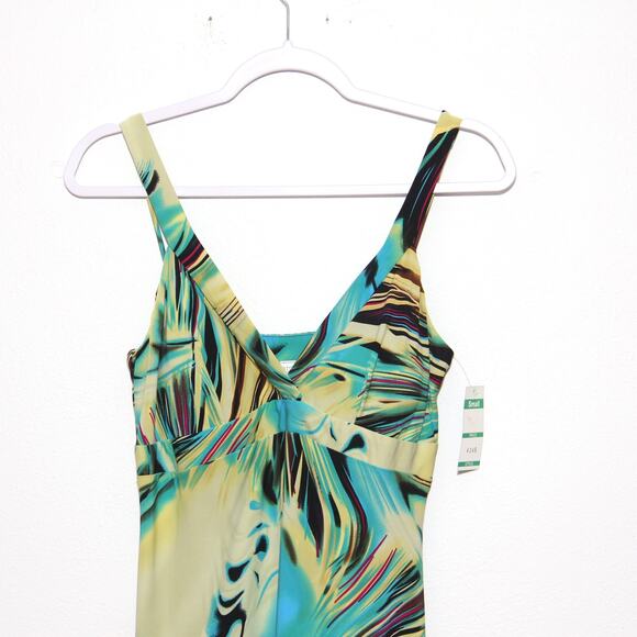 Vintage Tropical Print Maxi Dress Size S Sharon Max NWT - Picture 3 of 7